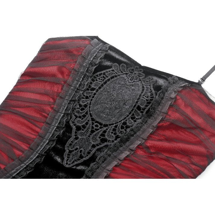Dark in Love Lilith Red & Black Mesh Panel Goth Gown