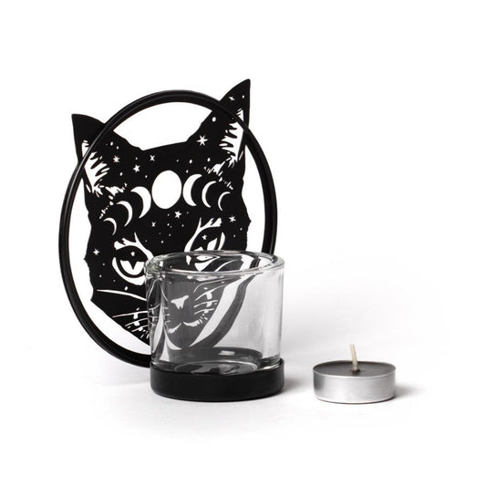 Alchemy Gothic Celestial Cat Tealight Holder