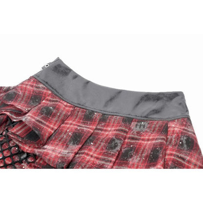 Dark in Love Linnea Plaid Mesh Layered Skirt