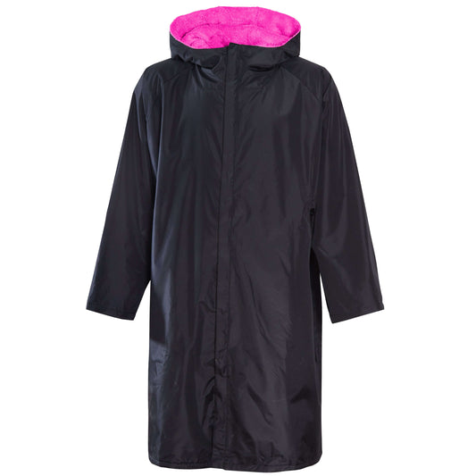 Changing Robe Kids Unisex Hooded Coat Black/Pink Windproof Waterproof Quick Dry for Beach Surfing Swimming by Heatwave Thermalwear