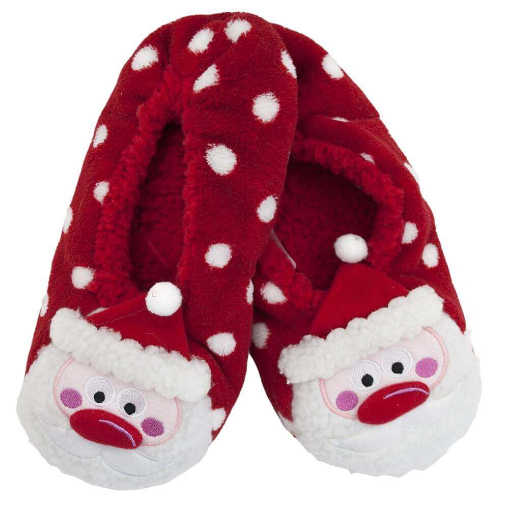 Christmas Women's Fluffy Thermal Slipper Socks with Non-Slip Grips Reindeer and Santa Designs Thick Flannel Fleece Sherpa Lining for Comfort and Warmth UK Sizes 4-7 by Sock Stack