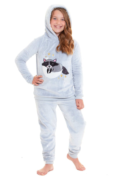 Cuddly Raccoon Fleece Hooded Pyjama Set for Women and Girls Super Soft Sherpa Lined Nightwear Ideal Mother Daughter Gift Cosy Boutique by Daisy Dreamer