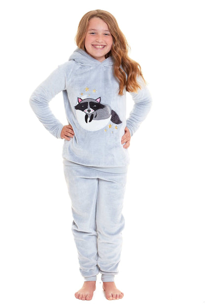 Cuddly Raccoon Fleece Hooded Pyjama Set for Women and Girls Super Soft Sherpa Lined Nightwear Ideal Mother Daughter Gift Cosy Boutique by Daisy Dreamer