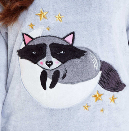 Cuddly Raccoon Fleece Hooded Pyjama Set for Women and Girls Super Soft Sherpa Lined Nightwear Ideal Mother Daughter Gift Cosy Boutique by Daisy Dreamer