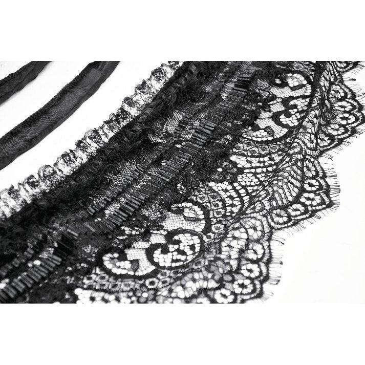 Dark in Love Gothic Hoop Cage Skirt with Lace Trim in Black