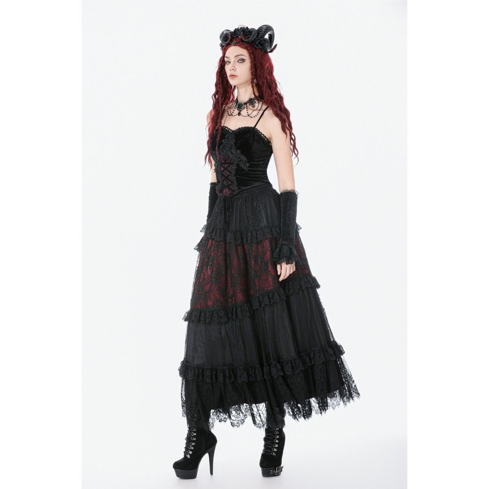 Dark in Love Dark Spliced Lace Maxi Skirt