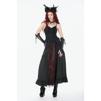 Dark in Love Gothic Victorian Lace Panel Skirt (Crimson)