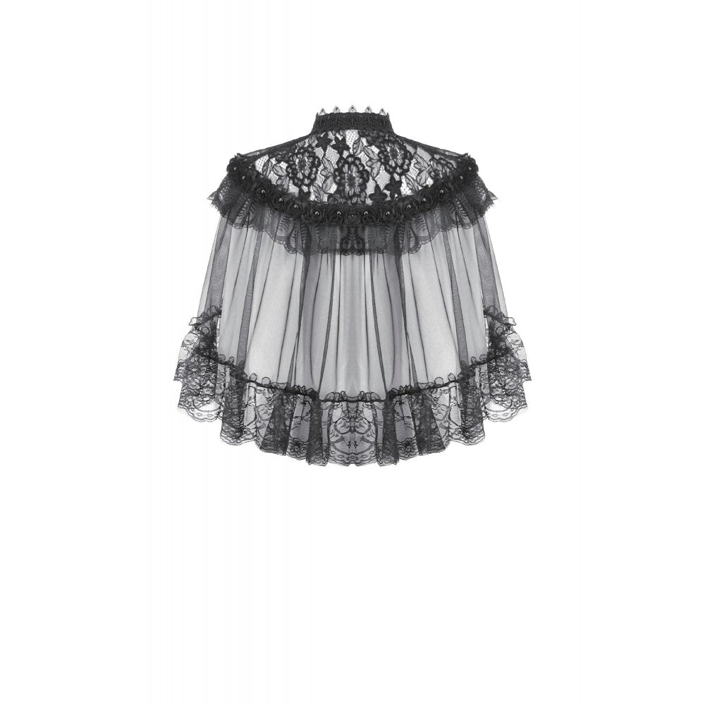 Dark in Love Morwenna Gothic Lace Ruffle Capelet