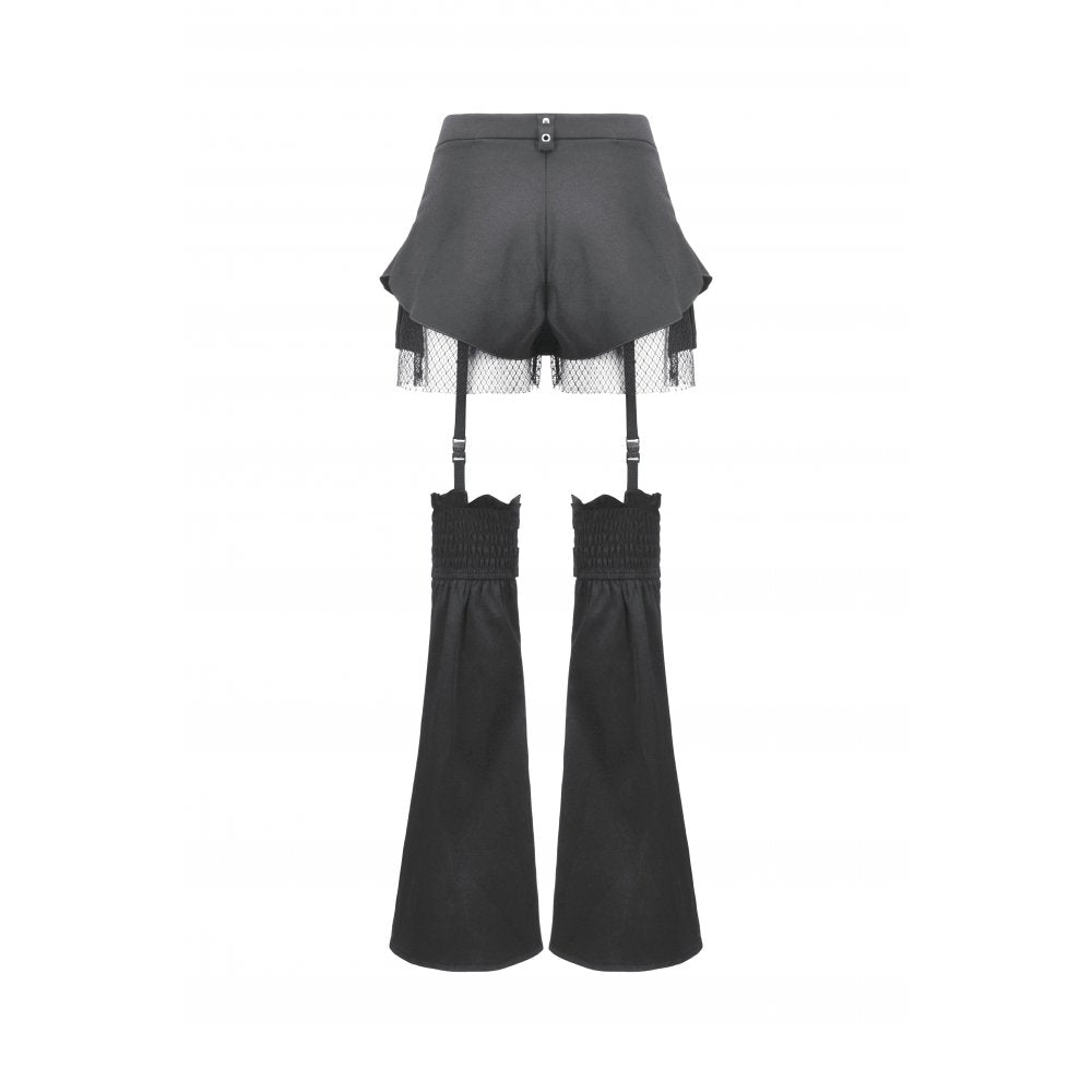 Dark in Love Lace-Up Layered Goth Convertible Flare Trousers or Shorts