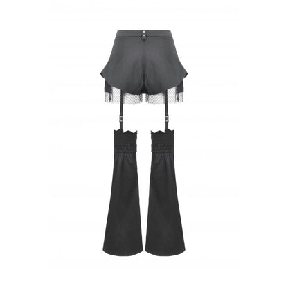 Dark in Love Lace-Up Layered Goth Convertible Flare Trousers or Shorts