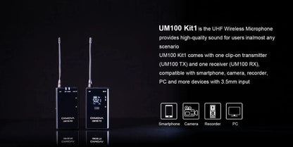 Maplin CKMOVA UM100 UHF Wireless Microphone Kit with 1x Transmitter & 1x Receiver