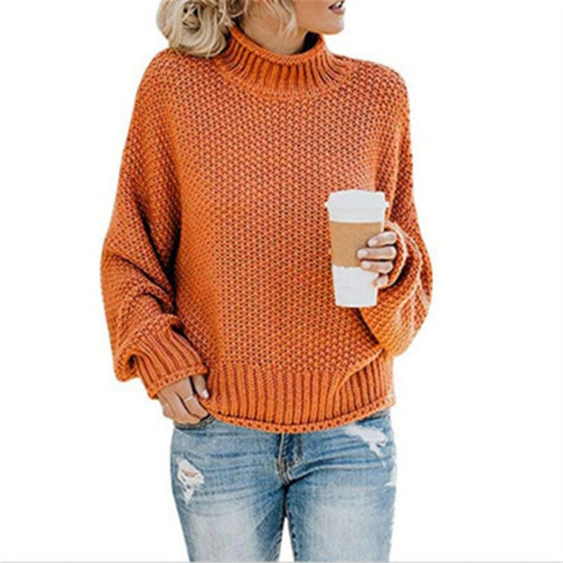 Eda - Exclusive Knitted Jumper With Stylish Roll Neck For True Cosy Comfort