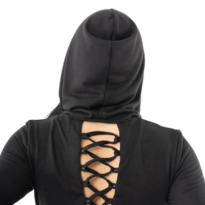 Innocent Lifestyle Emerson Hooded Cardigan with Cut Out Lace Up Feature