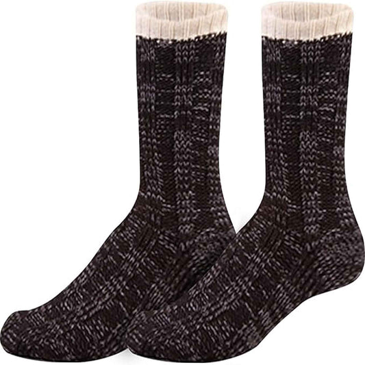 Extra Warm Men's Thermal Chunky Slipper Socks with Non Slip Grips Sherpa Fleece Lining Ideal for Home Lounging and Cold Weather UK 6-11 EU 39-46 Black Grey by Sock Stack