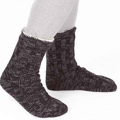 Extra Warm Men's Thermal Chunky Slipper Socks with Non Slip Grips Sherpa Fleece Lining Ideal for Home Lounging and Cold Weather UK 6-11 EU 39-46 Black Grey by Sock Stack
