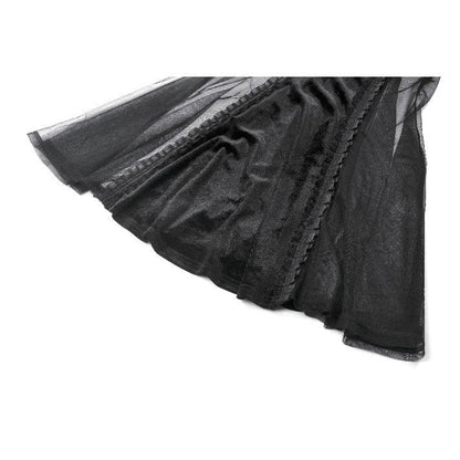 Dark in Love Lilith Red & Black Mesh Panel Goth Gown