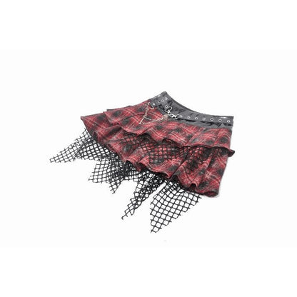 Dark in Love Linnea Plaid Mesh Layered Skirt