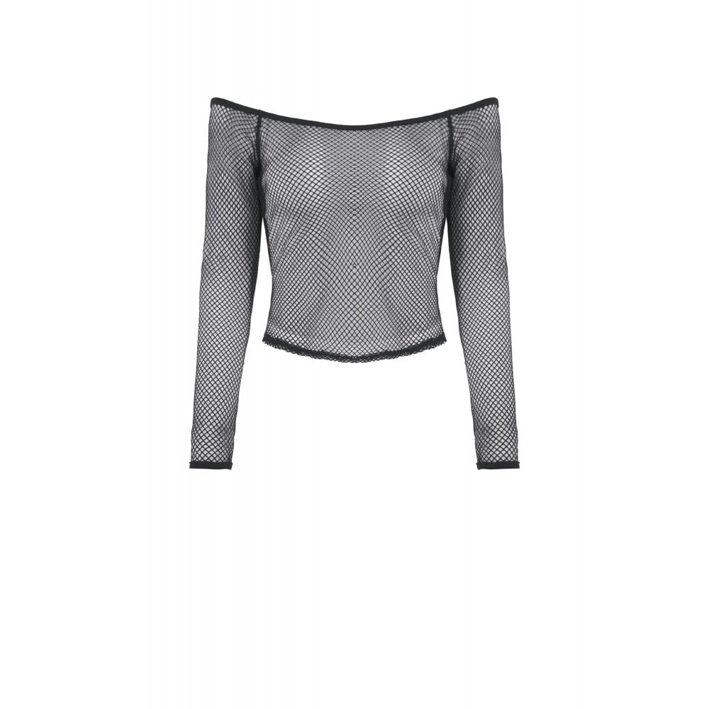 Dark in Love Lyra Fishnet Off-Shoulder Gothic Mesh Top