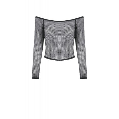 Dark in Love Lyra Fishnet Off-Shoulder Gothic Mesh Top