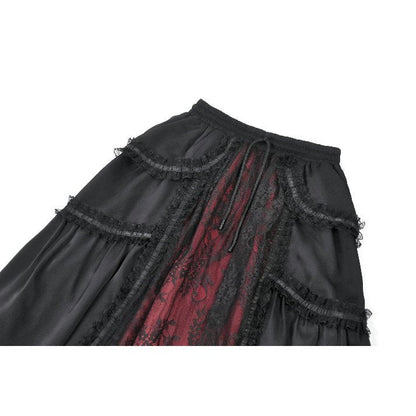 Dark in Love Gothic Victorian Lace Panel Skirt (Crimson)