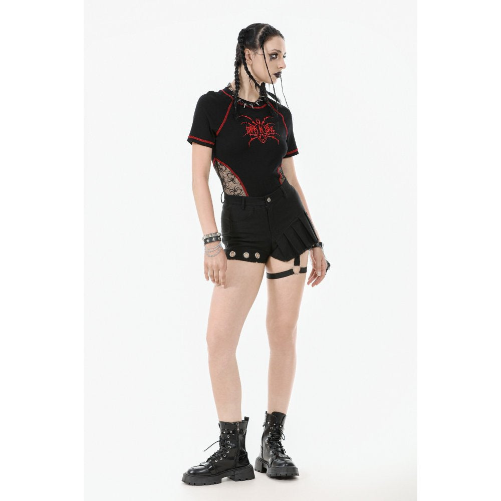 Dark in Love Gwen Pleated Garter Shorts