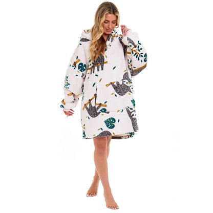 Giant Cozy Sloth Hooded Blanket Ultra Soft Sherpa Fur Plush Flannel Fleece Oversized Hoodie Sweatshirt for Adults and Kids Premium Loungewear by Daisy Dreamer