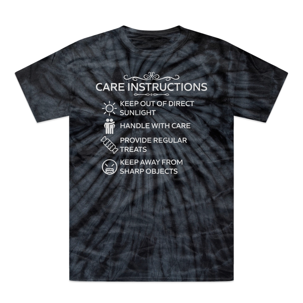 Care Instructions | White Print Tonal Spider Tie-Dye T-Shirt