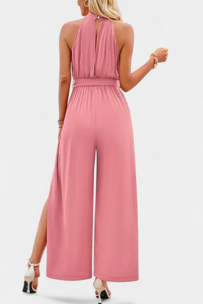 Nyree Asymmetric Jumpsuit with Cut-Out and Tie Sleeve