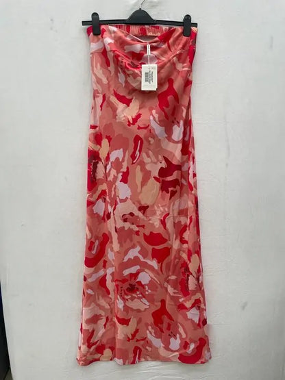 Pretty Lavish - 14- Pink Mélange Printed Heather Bandeau Maxi Dress Size: 14