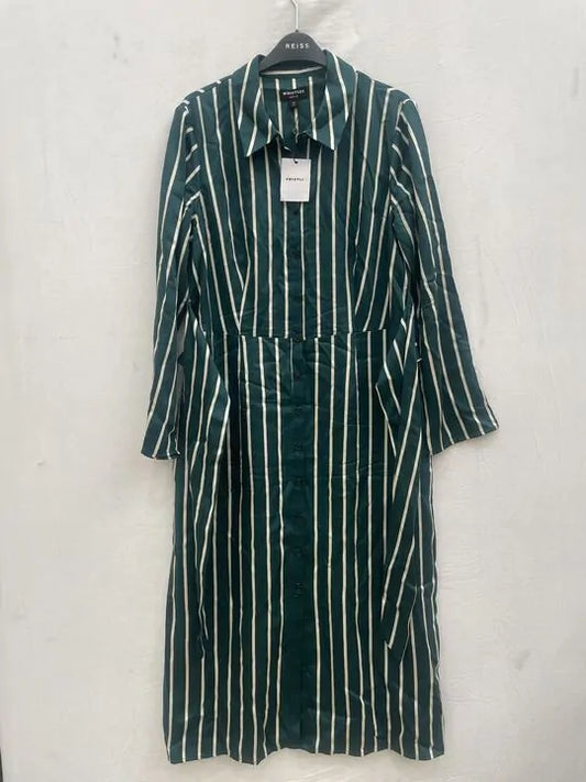 Whistles -16- Green Alex Stripe Shirt Dress Size: 16