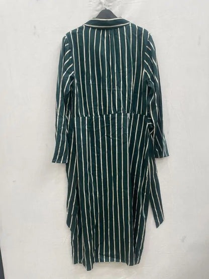 Whistles -16- Green Alex Stripe Shirt Dress Size: 16