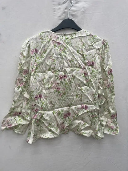 & Other Stories-8-white Printed Structured Blouse Size: Uk 8