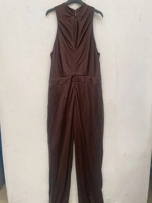 Reiss - Brown Halterneck Wide Leg Jumpsuit Size: Uk 4