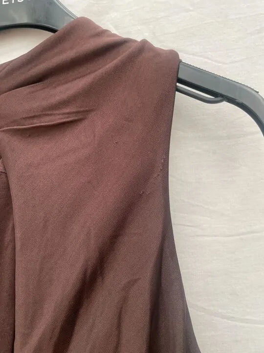Reiss - Brown Halterneck Wide Leg Jumpsuit Size: Uk 4