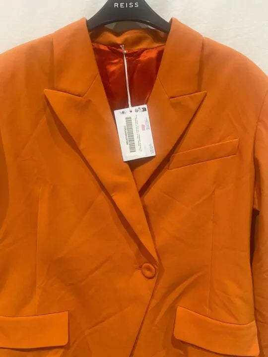 & Other Stories-12-orange Double Breasted Asymmetric Blazer Size: Uk 12