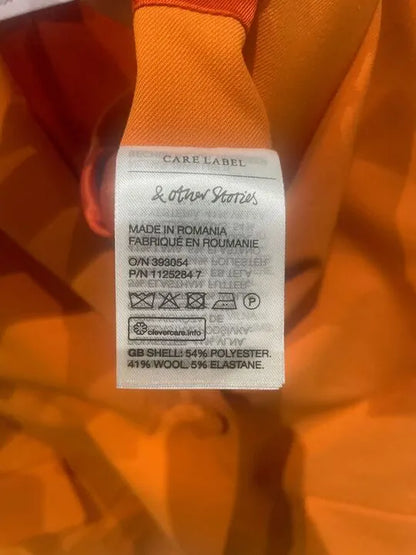 & Other Stories-12-orange Double Breasted Asymmetric Blazer Size: Uk 12