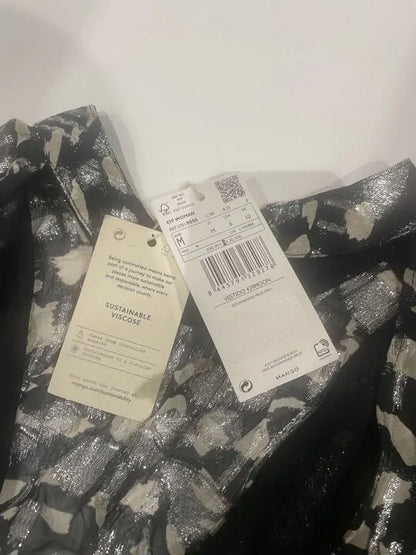 Mango - Black Metallic Details Dress Size: Medium