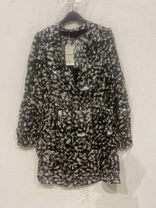 Mango - Black Metallic Details Dress Size: Medium