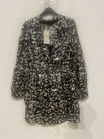 Mango - Black Metallic Details Dress Size: Medium