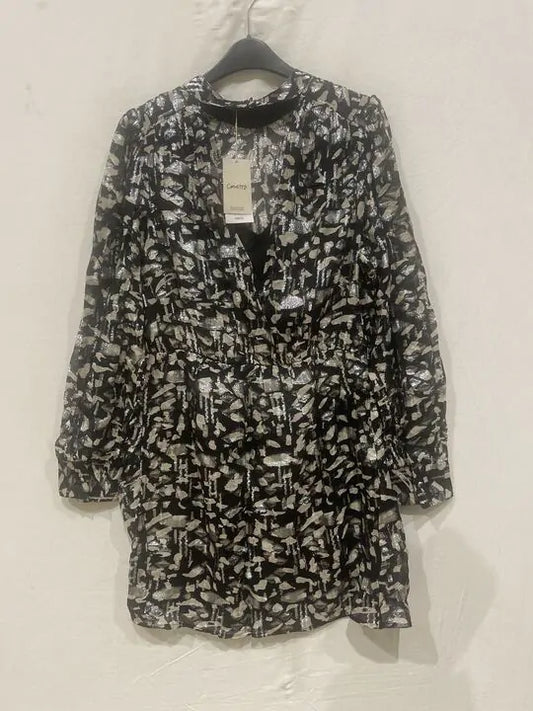 Mango - Black Metallic Details Dress Size: Medium