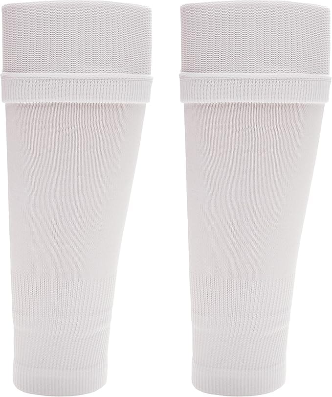 Kids Leg Sleeve Socks White Fits Over Calf Shin Pads Compression Sleeves for Football Training Running by Sock Stack