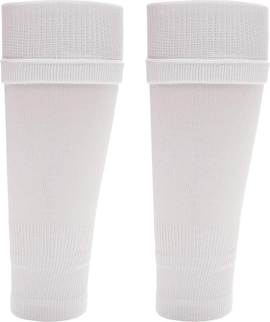 Kids Leg Sleeve Socks White Fits Over Calf Shin Pads Compression Sleeves for Football Training Running by Sock Stack