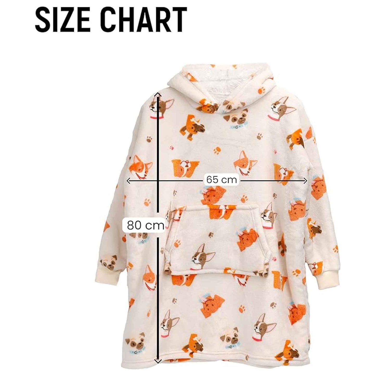 Kids Oversized Hooded Blanket Sweatshirt Ultra Soft Sherpa Fur Flannel Fleece Hoodie for Ages 8-15 with Fun Dog Print by Daisy Dreamer