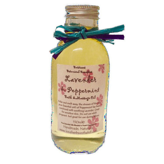 Lavender and Peppermint (LITTLE POT OF MAGIC) 150ml Bath and Massage Oil - Cool, calm, and collected