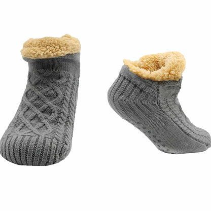 Luxurious Nordic Fluffy Sherpa Lined Slipper Socks for Men and Women Warm Non-Slip Indoor Winter House Shoes Fair Isle Black Navy Grey UK 4-7 8-12 by Sock Stack