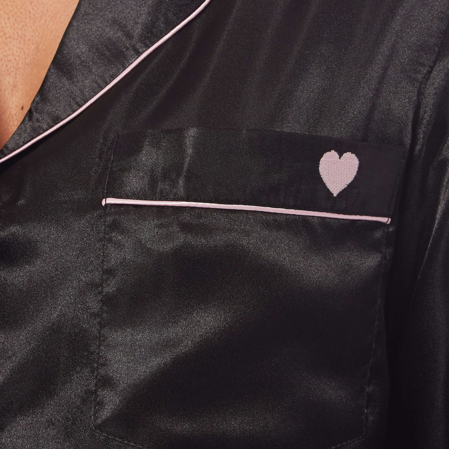 Luxurious Women's Satin Silk Long Sleeve Pyjama Set Cozy Loungewear Nightwear with Dress Shirt Collar and Loose-Fitting Pants in Black Pink Grey by Daisy Dreamer