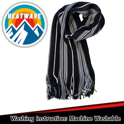 Luxury Men's Woven Stripe Design Long Scarf Warm Soft Acrylic Winter Fashion Accessory for Formal and Casual Wear Hypoallergenic by Sock Stack