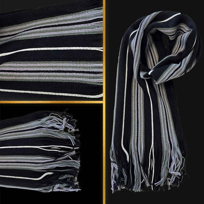 Luxury Men's Woven Stripe Design Long Scarf Warm Soft Acrylic Winter Fashion Accessory for Formal and Casual Wear Hypoallergenic by Sock Stack