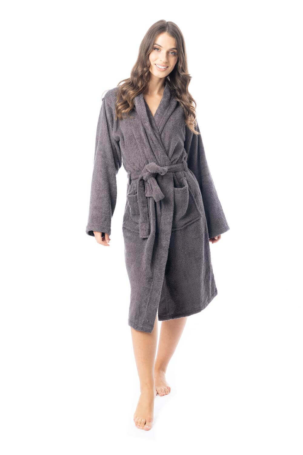 Luxury Women's Terry Cotton Bath Robe Ultra-Absorbent Soft Cozy Dressing Gown for Home Spa Gym Travel by Daisy Dreamer