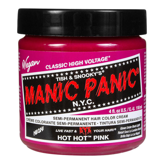 Manic Panic Hot Hot Pink Semi-Permanent Hair Dye - Ultra Bright Magenta Pink UV Reactive Vegan